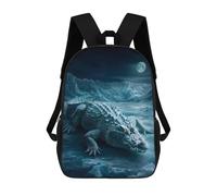 Sac À Dos Enfant Imprimé En 3D Ethereal Wilderness Guardian - Icebound Crocodile of The Moon Sac D'école, Sac À Dos Étudiant, Sac À Dos Tendance Et Léger Pour L'école, Le Collège Et Les Voyages 17inch