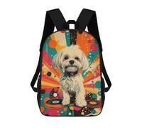 Sac À Dos Enfant Imprimé En 3D Groovy Maltese Retro Dog Art Print Retro Dog on Vinyl Sac D'école, Sac À Dos Étudiant, Sac À Dos Tendance Et Léger Pour L'école, Le Collège Et Les Voyages 17inch