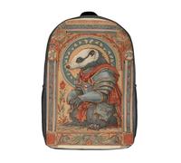 Sac à dos enfant imprimé en 3D, motif blaireau chevalier en armure, sac d'école grande capacité, idéal pour les voyages et les livres, pour garçons, élèves du primaire et du collège (17 pouces).