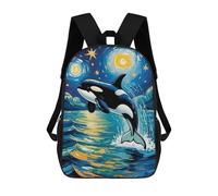 Sac À Dos Enfant Imprimé Moonlit Ocean An Orca’s Leap Under The Starry Sky Van Gogh Style Art Sac À Dos De Voyage Pour Garçon Et Fille 17inch