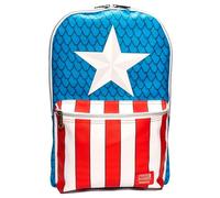 Sac à dos enfant - LOUNGEFLY - Marvel Captain America - Broche bouclier amovible - Bretelles réglables - Bleu