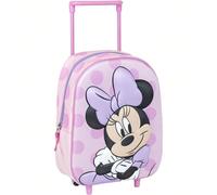 Sac à dos enfant Minnie Trolley 3D - Idéal pour les petits fans de Minnie Mouse. Avec un design tridimensionnel et une fonctionnalité de chariot, parfait pour transporter des fournitures scolaires et