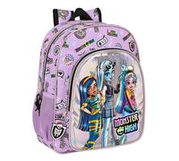 Sac à dos enfant Monster High - safta - Adaptable à la voiture - 32x12x38 cm - Polyester - Lilas - Fermeture éclair