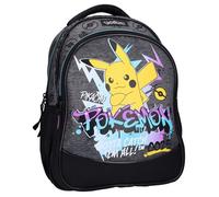 Sac à dos enfant Pokémon « Ready For Battle » noir et gris 33 cm, idéal pour école et loisirs