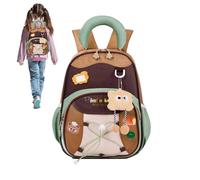 Sac à Dos Enfant - Sac D'école de Dessin Animé de 32 cm, Bretelles Réglables, Blocs de Couleur Vif, Boucle Pratique Et Design Durable | Sac Pour Garçons de 3 à 6 Ans, Primaire, Voyage, marron