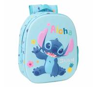 STITCH 3D - Sac à dos d'école, avec design 3D, adaptable au chariot, idéal pour les enfants de différents âges, confortable et polyvalent, qualité et résistance, 27 x 10 x 33 cm, bleu clair, M