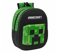 Safta Sac à dos d'école Minecraft 3D Creeper – 27×10×33 cm, multicolore, adaptable au chariot, taille M