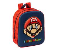 Safta Sac à dos de crèche SUPER MARIO 3D, adaptable chariot, nettoyage facile, bleu 22x10x27 cm