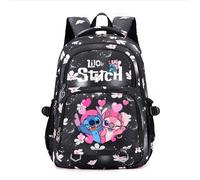 Sac à Dos Enfant, Stitch &Lilo Fille Primaire de Grande Capacité Cartable, Sacs Scolaires Imperméable Durable pour étudiant-Noir