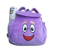 Sac à dos enfant violet inspiré Dora L’Exploratrice avec carte | Sac peluche doux léger 28 cm