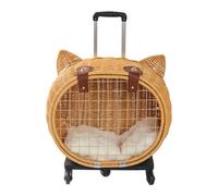 Sac à dos enroulé pour animaux de compagnie, Valise à roulettes portable for animaux de compagnie, bagage for animaux de compagnie en imitation rotin avec roues et tapis, transporteur de voyage for an