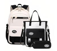 Sac à dos esthétique pour filles, joli sac à livres pour enfants, sac à dos d'école primaire pour adolescents, 3 pièces - Noir, 3Pcs Backpack