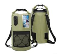 Sac à dos étanche en PVC avec poches en maille à fermeture éclair et sangles de sécurité pour l'organisation des équipements de plein air (20 L, vert militaire)