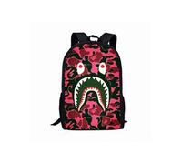 Sac à dos étudiant - Motif gueule de requin - Camouflage rouge - 44×12,5×29 cm Rouge G