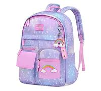 Sac à Dos Etudiante Adolescente Fille Garçon Sac à dos pour filles cartable Bookbag femmes sac à dos décontracté pour avec bouteille poches latérales étoile violet grands