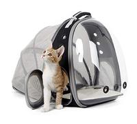 Sac à Dos Extensible de Transport pour Chat - Capsule Spatiale - Sac à Dos de Transport pour Petit Chien et Chat - Sac à Dos de Transport avec fenêtre Rigide Transparente (Noir, Extensible)