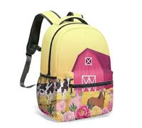 Sac à dos fantaisiste de vache, cochon, cheval, rose, imprimé ferme, dessin animé, animal mignon, 40,6 cm, pour voyage et extérieur, 04, L, Décontracté