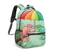 Sac à dos fantastique imprimé caméléon de la jungle, léger et durable, parfait pour les enfants et les adolescents, idéal pour les voyages et l'école, 05, L, Décontracté