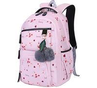 Sac à Dos Femme College Scolaire Sac Toile Sac à Dos Sac École Ado Fille Cartable Collège Sac d'école (Rosa)