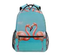 Sac À Dos Feuilles Vertes De Flamingo Beach Sac A Dos Scolaire Classique Rucksack Durable Cartables pour Travail École Randonnée