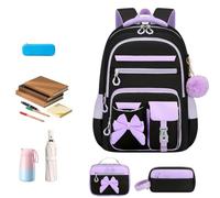 Sac À Dos Fille Papillon Oxford Polyester Avec Soutien Dos Et Trousse | Sac À Dos Fille Papillon En Tissu Oxford Et Polyester Avec Soutien Du Dos, Trousse Scolaire, Lunch Bag Isotherme, Poche