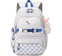 Sac a Dos Fille,Sac à Dos Enfant,Sacs à Dos Scolaire Loisir Nylon,Sac D'école Filles Adolescent Pour L'école et les Voyages - Blanc