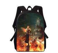 Sac à dos Final Fantasy Sephiroth 40 cm imprimé 3D pour enfants, cartable primaire pour garçons et filles Noir