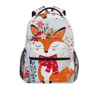 Sac À Dos Fleurs Rouges À Cicatrice De Renard Sac A Dos Scolaire Classique Rucksack Durable Cartable Scolaire pour Travail École Camping