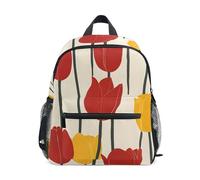 Sac À Dos Fleurs Rouges Et Jaunes Art Moderniste Art Minimaliste Sac A Dos Scolaire Loisir Rucksack Classique Cartables pour Camping Voyages Travail