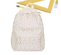 Sac à dos floral de grande capacité - Sac à doos floral en toile de grande capacité 280 g | à doss de voyage tendance 16 pouces, pour portefeuille, tablette, ordinateur portable, bouteille d'eau,