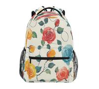 Sac À Dos Flower Leaves Ink Red Yellow Cartables Durable Sac A Dos Scolaire Unisexe Rucksack pour Voyage Étudiant Randonnée 29X40CM