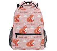 Sac À Dos Fox with Baby Good Night Rucksack Durable Cartable Scolaire Unisexe Sac A Dos Scolaire pour Randonnée Voyage École 29X40CM