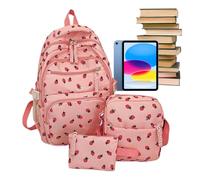 Sac à dos fraise pour fille - Ensemble de livres de baie de fruits avec jambe de stylo assortie - Écolier léger et fille - Sac à dos durable pour trajets quotidiens - Voyage en plein air - Activités