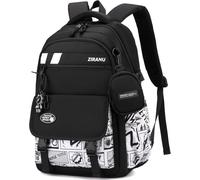 Sac À Dos Garçon Collège, 2025 Cartable Adolescent Scolaire Imperméable Durable, Sac Ecole Lycée Garçon Grande Capacité Pour 15.6"" Ordinateur, 27L-Lettres Blanches Blanc