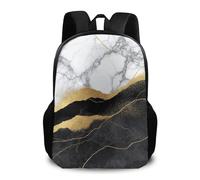 Sac À Dos Gold Black and White Marble Backpack Homme Et Femme Daypack Tendance Cartable pour Randonnée Cadeau Rentrée Voyage
