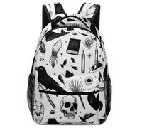 Sac À Dos Gothic Trippy Moon Skull Dark Cat Black Witch Magic Spiritual Board Bookbag Tendance Cartable Homme Et Femme Backpack pour Camping Randonnée Cadeau Rentrée