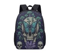 Sac à dos gothique de 43,2 cm, motif tête de mort, papillon, champignon, sac d'école mystique pour enfants, adolescents, étudiants, esthétique sombre, 04, L, Minimaliste