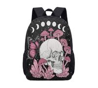 Sac à dos gothique de 43,2 cm, motif tête de mort, papillon, champignon, sac d'école mystique pour enfants, adolescents, étudiants, esthétique sombre, 09, L, Minimaliste