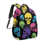 Sac à dos gothique empilé imprimé crâne 40,6 cm bleu yeux lumineux rose rouge imprimé floral sac à dos surréaliste sombre sac à dos artistique sac à dos, 06, L, Décontracté