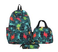 Sac à dos grande capacité motif dinosaure voiture transport confortable épaules élèves primaire léger réduction charge scolaire (Dark Green, One Size)