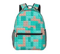 Sac À Dos Green Building Blocks Cartable Légerdaypack Tendance Bookbag pour Cadeau Rentrée Scolaire Étudiant