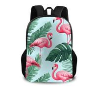Sac À Dos Green Tropical Palm Banana Leaves Lovely Exotic Bird Pink Flamingo Daypack Tendance Sac D'École Homme Et Femme Bookbag pour Randonnée Scolaire Cadeau Rentrée
