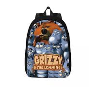 Sac à dos Grizzy et les Lemmings pour homme, femme, etudiant, affaires, sac à dos, ordinateur portable, sac à bandoulière, cadeau Noir