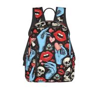 Sac À Dos Halloween Goth Skull Mushroom Vampire Magic Witch Witchcraft Daypack Ordinateur Portable Cartable Tendance Backpack pour Étudiant Cadeau Rentrée Scolaire