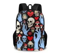 Sac À Dos Halloween Goth Skull Mushroom Vampire Magic Witch Witchcraft Sac D'École Ordinateur Portable Bookbag Léger Daypack pour Randonnée Scolaire Voyage