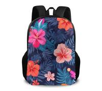 Sac À Dos Hawaiian Colorful Hibiscus Flowers Tropical Palm Tree Leaves Sac D'École Léger Backpack Ordinateur Portable Bookbag pour Randonnée Scolaire Voyage