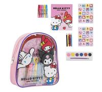 Sac à dos Hello Kitty pour enfants avec kit de peinture, autocollants et livre de coloriage | Sac à dos Hello Kitty avec accessoires créatifs, idéal pour les filles et les fans d'Hello Kitty