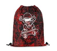 Sac À Dos Hip Hop Style Skateboard Street Culture Red Black Hipster Extreme Gym Sack Pliable Sac De Sport Réglable Sacs À Cordon pour Voyage École Swimming 36X42CM