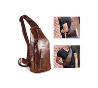 Sac à dos homme Bullcaptain, sac bandoulière marron, style rétro vintage, cuir véritable