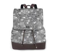 Sac à dos imperméable et léger en cuir PU avec motif imprimé paillettes argentées pour femme, sac à bandoulière en nylon, sac à dos d'école, sac à dos de voyage, Noir , Taille unique